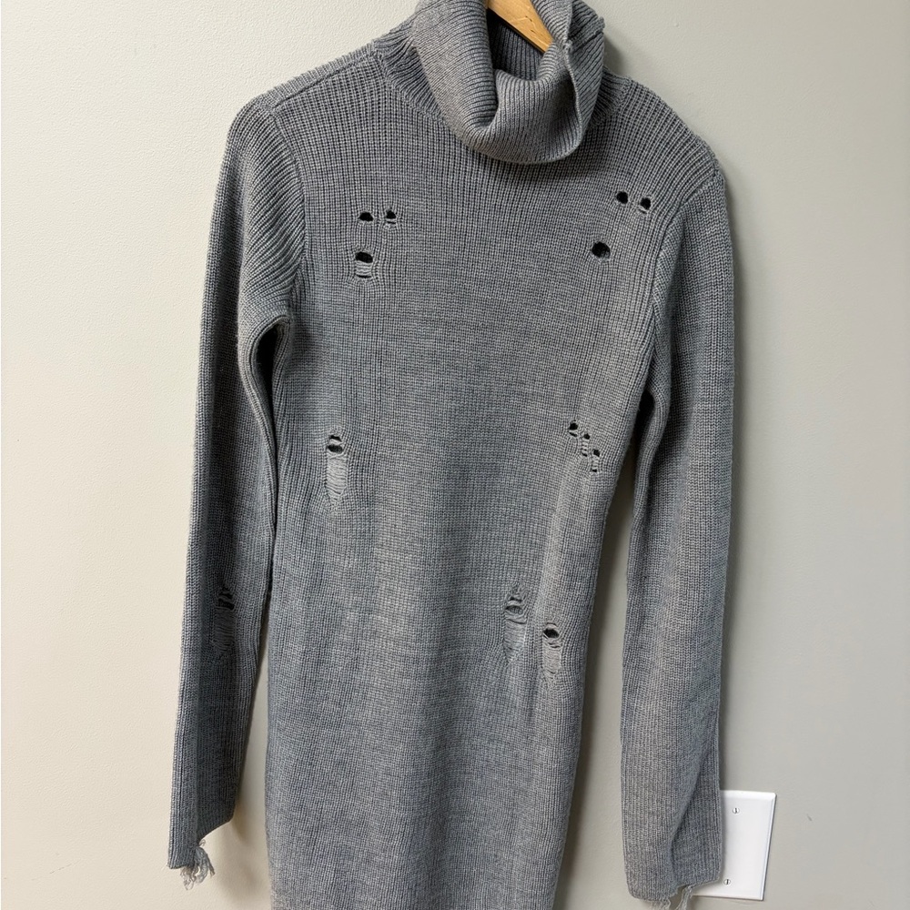 Lovers + Friends Charcoal Distressed Turtleneck Sweater